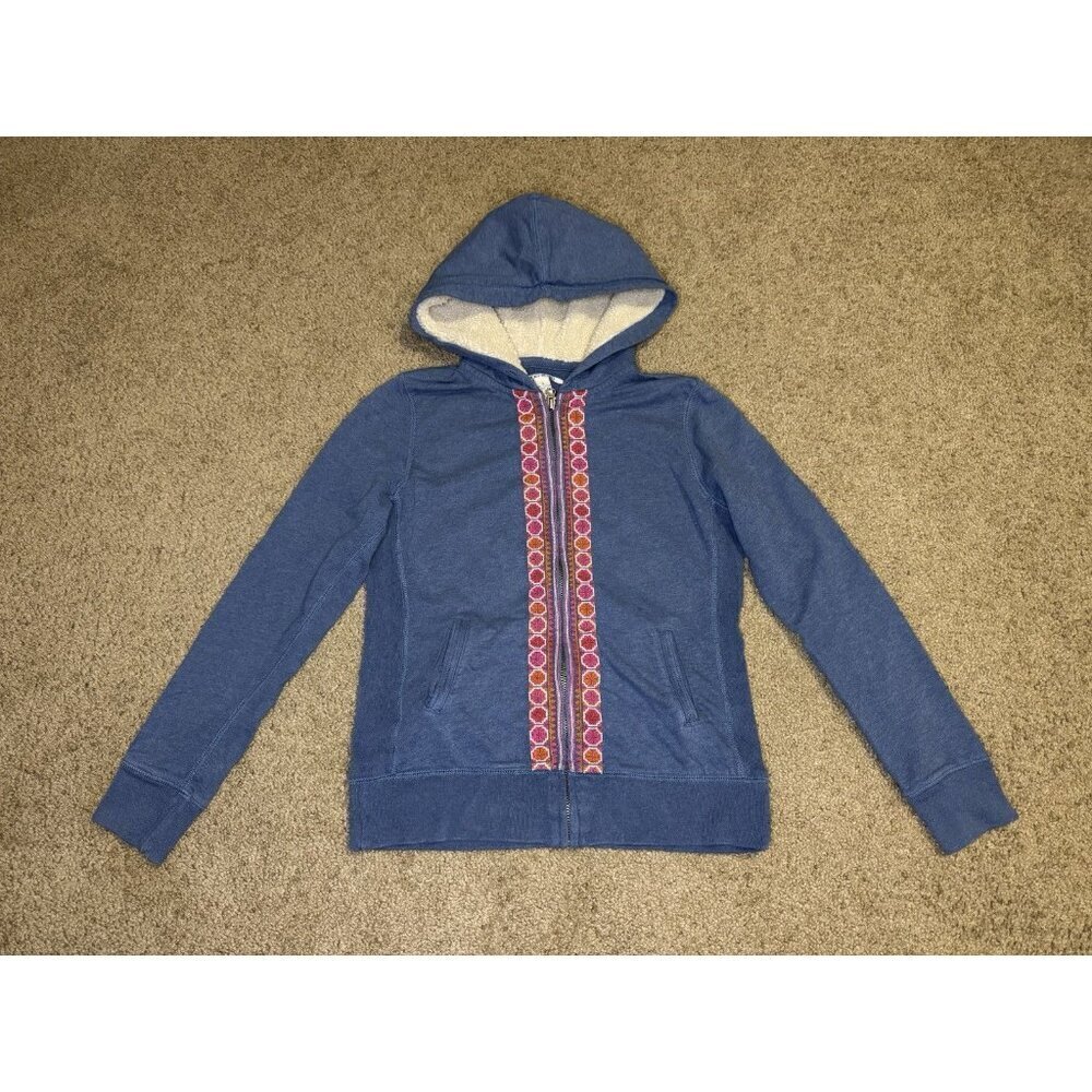 LUCKY BRAND Embroidered Full Zip Blue Hoodie Jacket Aztec Southwestern Y2k M